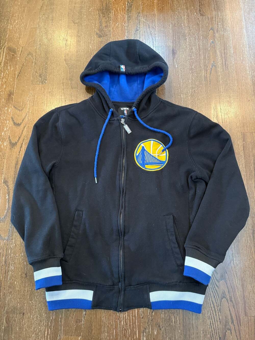 UNK nba Golden State Warriors Full Zip Black Hoodie Jacket Size Medium